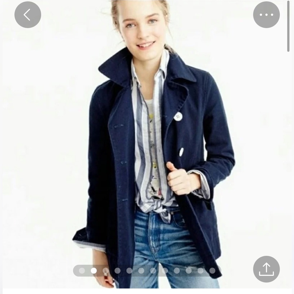 NWOT J. Crew Double Breasted Peacock Jacket in Heavy Cotton Twill